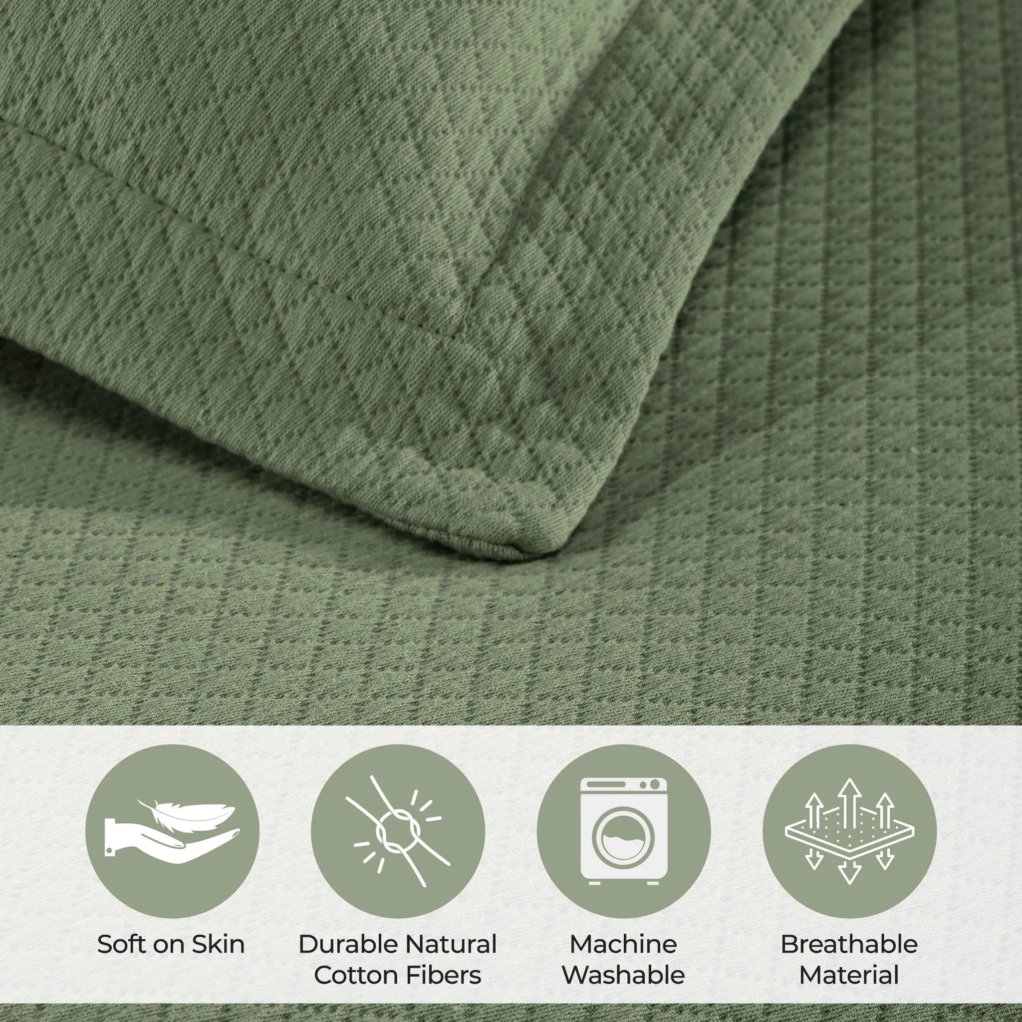 Jacquard Matelassé Cotton Diamond Solitaire Bedspread Set