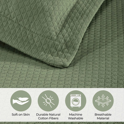 Jacquard Matelassé Cotton Diamond Solitaire Bedspread Set