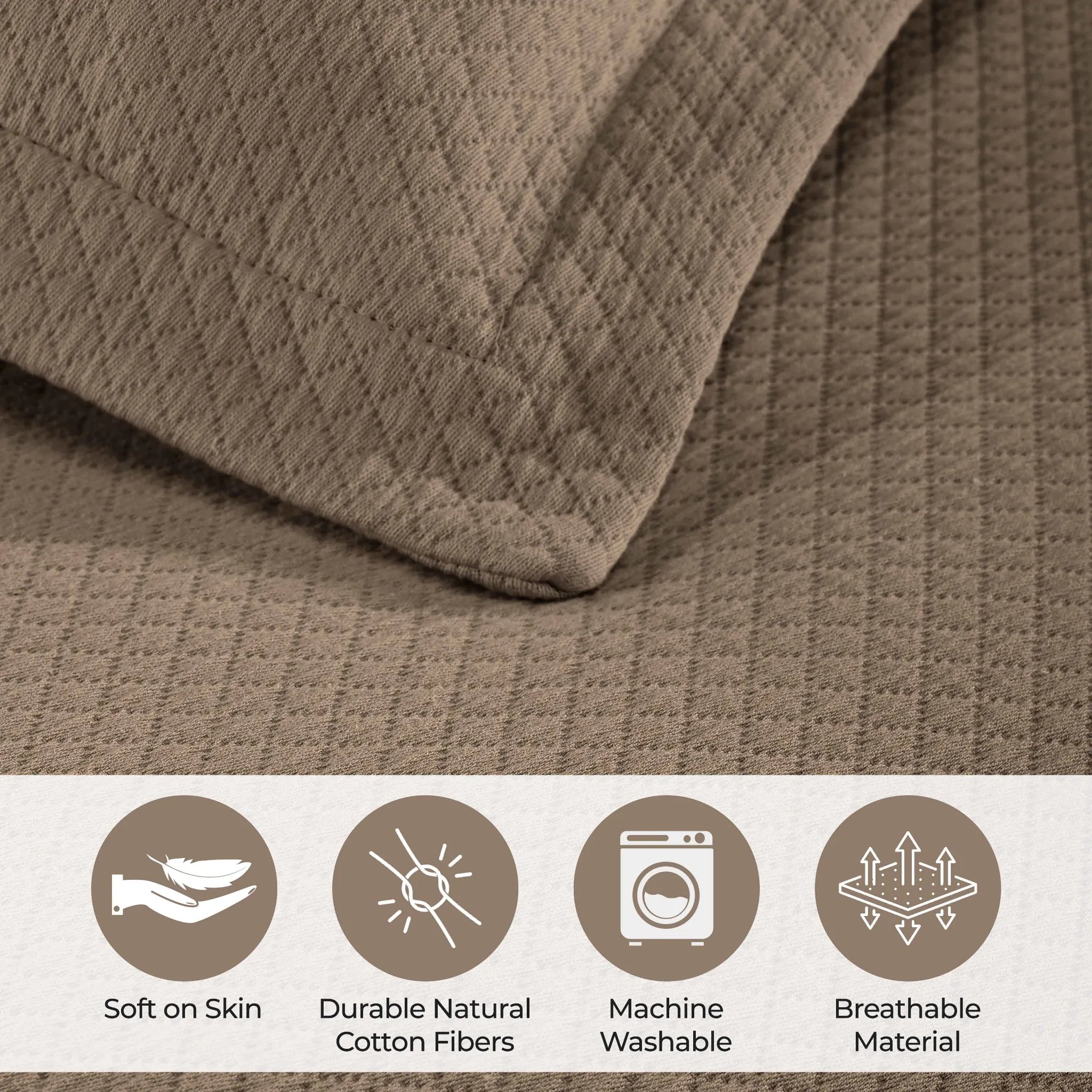 Jacquard Matelassé Cotton Diamond Solitaire Bedspread Set