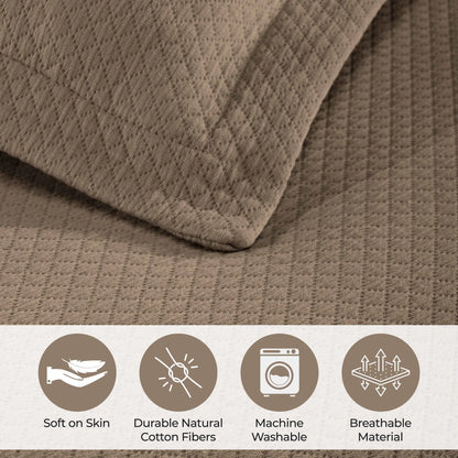 Jacquard Matelassé Cotton Diamond Solitaire Bedspread Set
