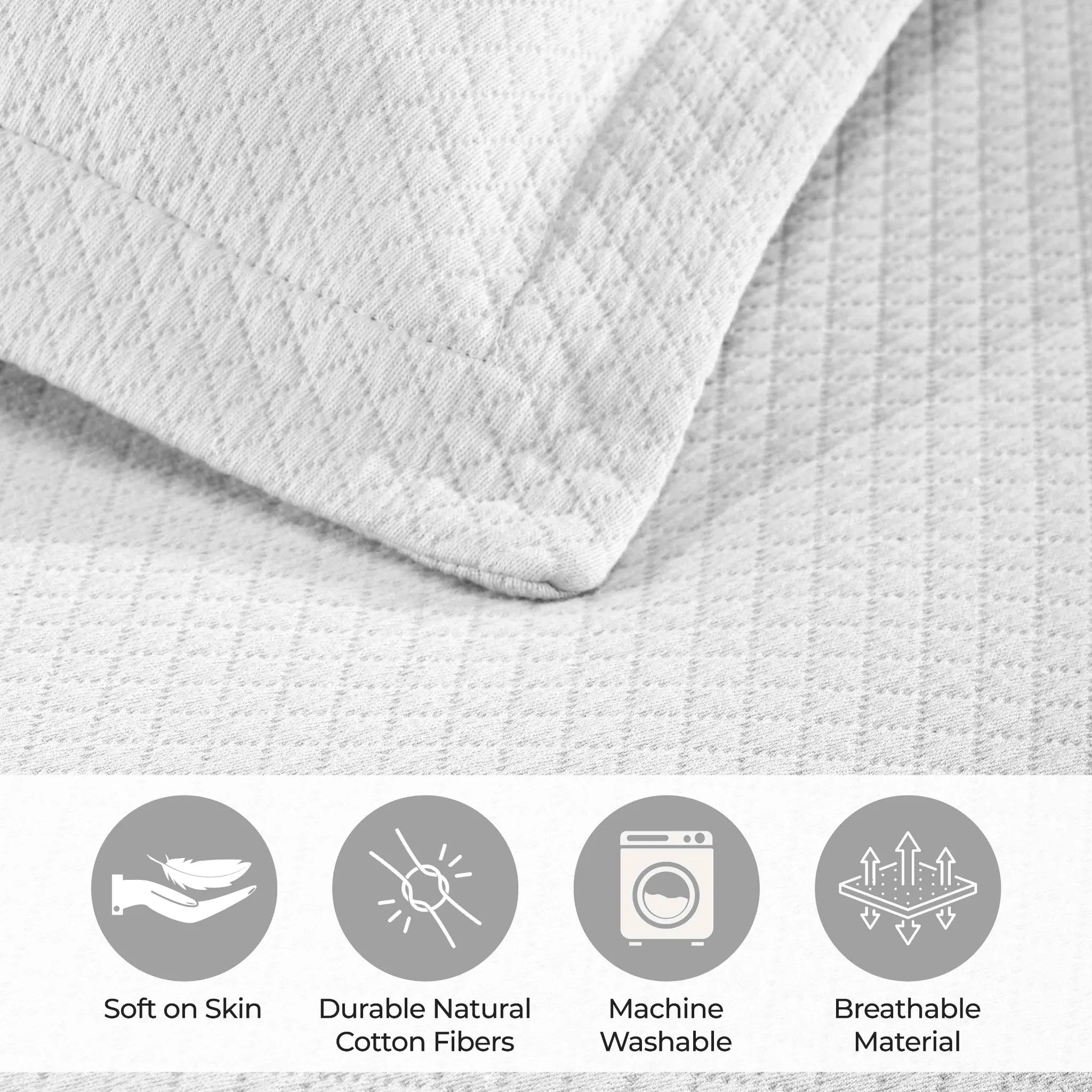 Jacquard Matelassé Cotton Diamond Solitaire Bedspread Set