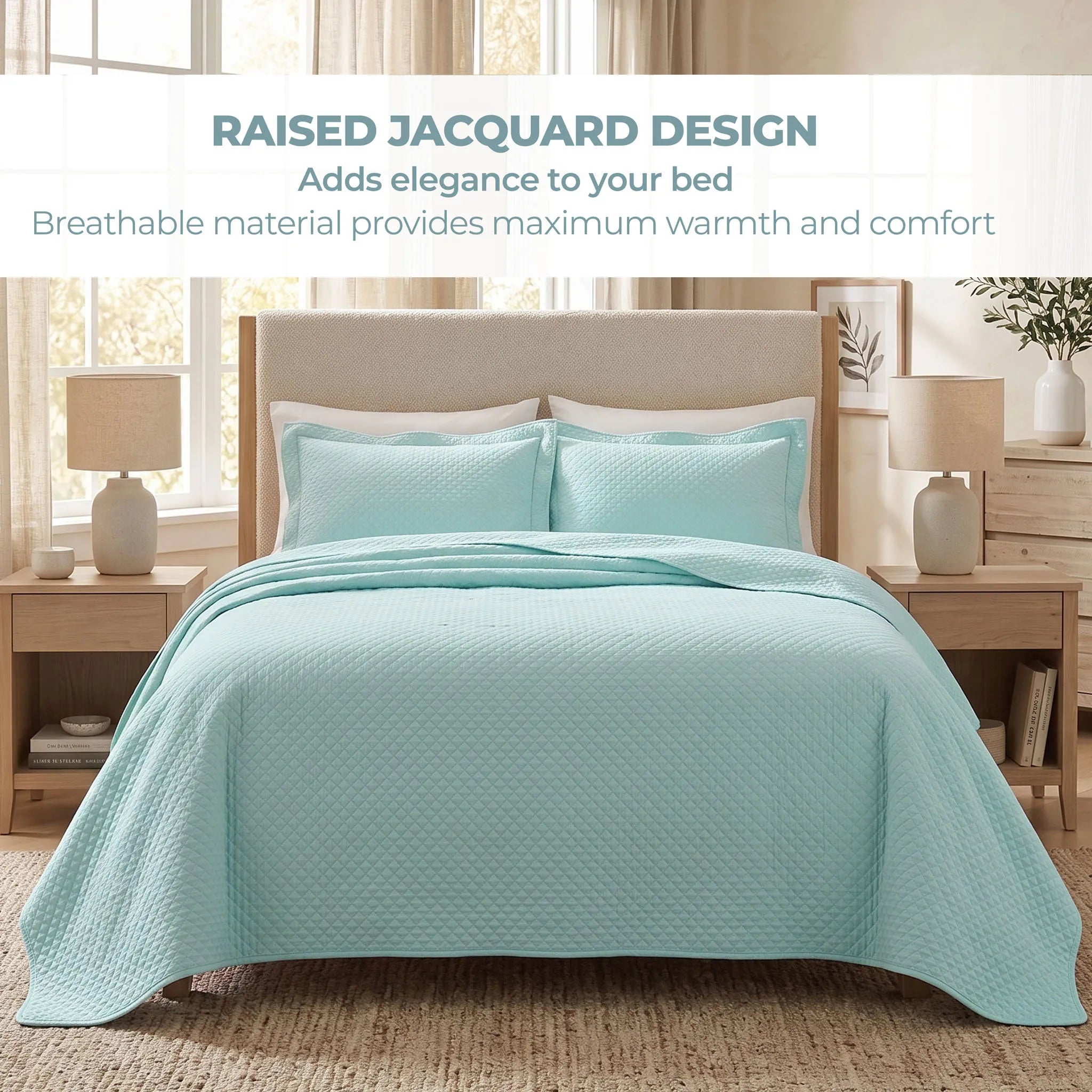 Jacquard Matelassé Cotton Diamond Solitaire Bedspread Set