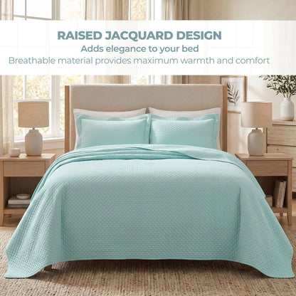 Jacquard Matelassé Cotton Diamond Solitaire Bedspread Set