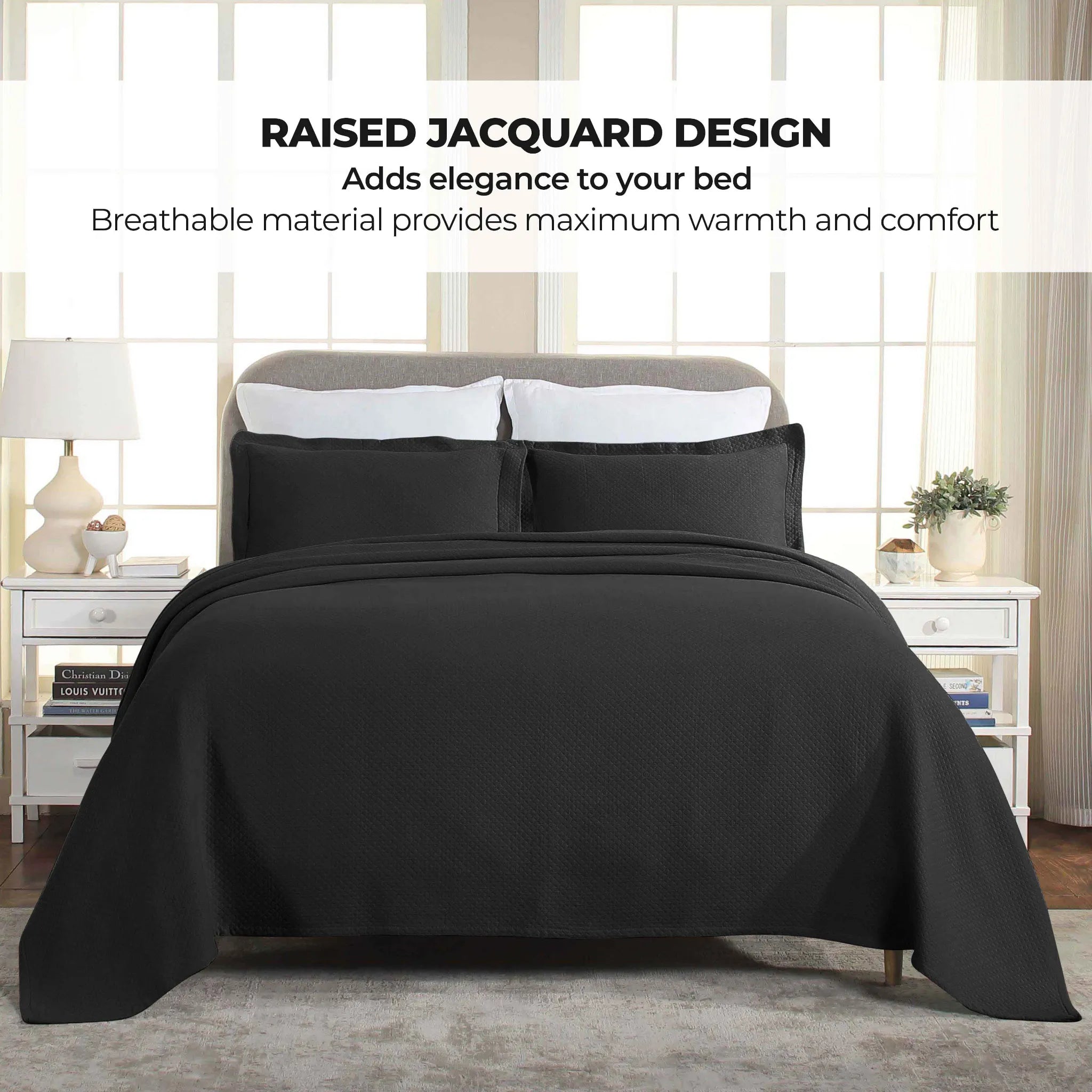 Jacquard Matelassé Cotton Diamond Solitaire Bedspread Set