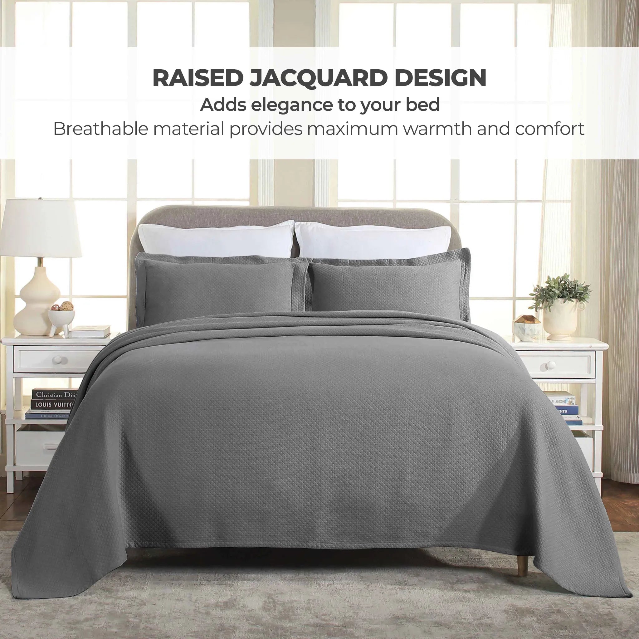Jacquard Matelassé Cotton Diamond Solitaire Bedspread Set
