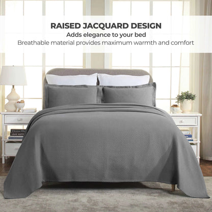 Jacquard Matelassé Cotton Diamond Solitaire Bedspread Set