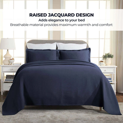 Jacquard Matelassé Cotton Diamond Solitaire Bedspread Set