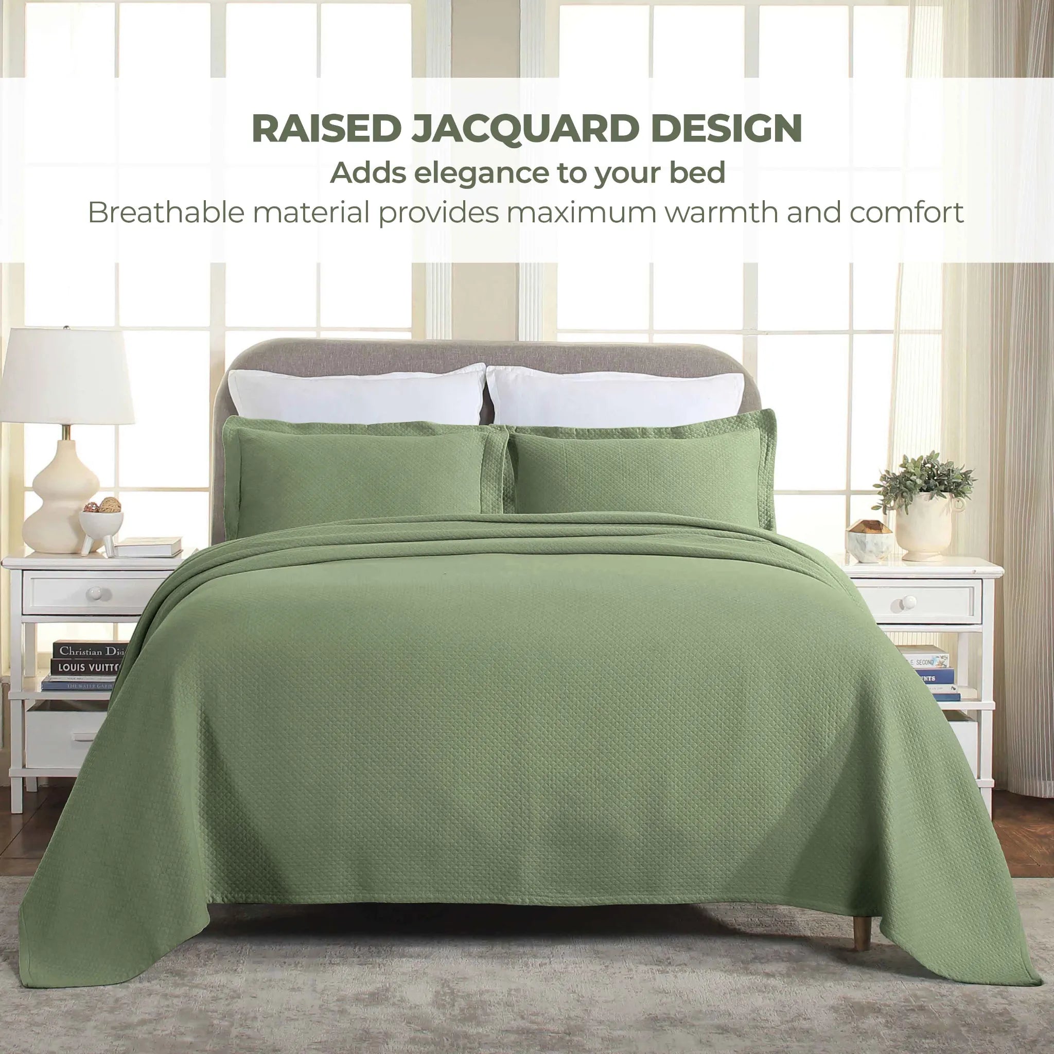 Jacquard Matelassé Cotton Diamond Solitaire Bedspread Set