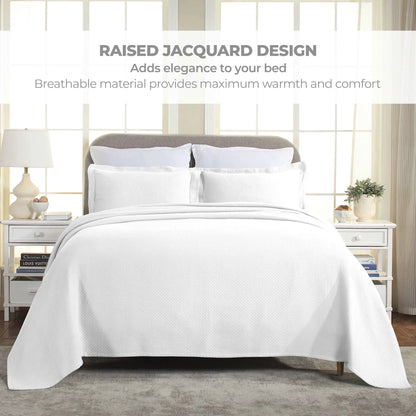 Jacquard Matelassé Cotton Diamond Solitaire Bedspread Set