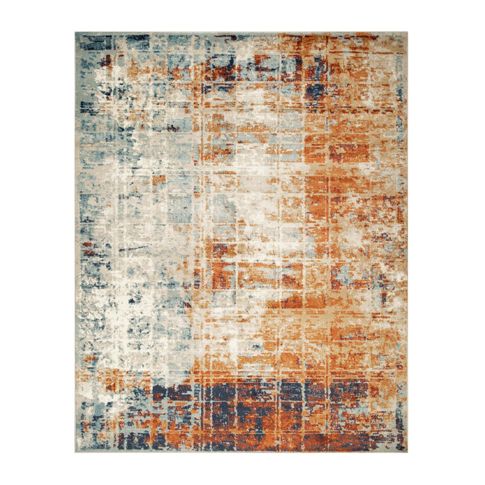 Palani Washed Abstract Indoor Area Rug or Runner - Rust/Cream