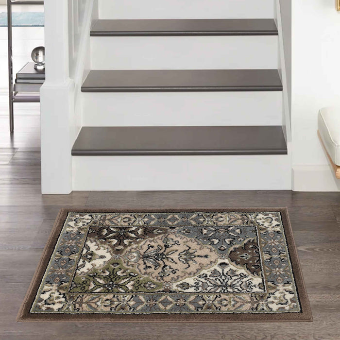 Paloma Contemporary Damask Floral Indoor Area Rug - Chocolate