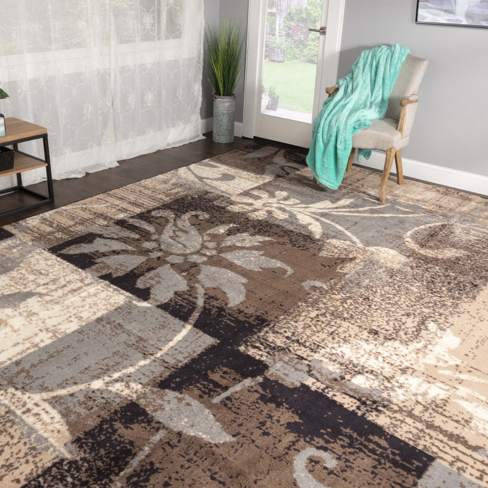 Pastiche Floral Patchwork Non-Slip Indoor Area Rug