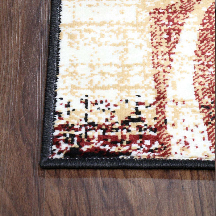 Pastiche Contemporary Floral Patchwork Indoor Area Rug or Runner Rug - Burgundy