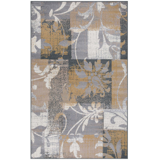 Pastiche Contemporary Floral Patchwork Indoor Area Rug or Runner Rug - Camel