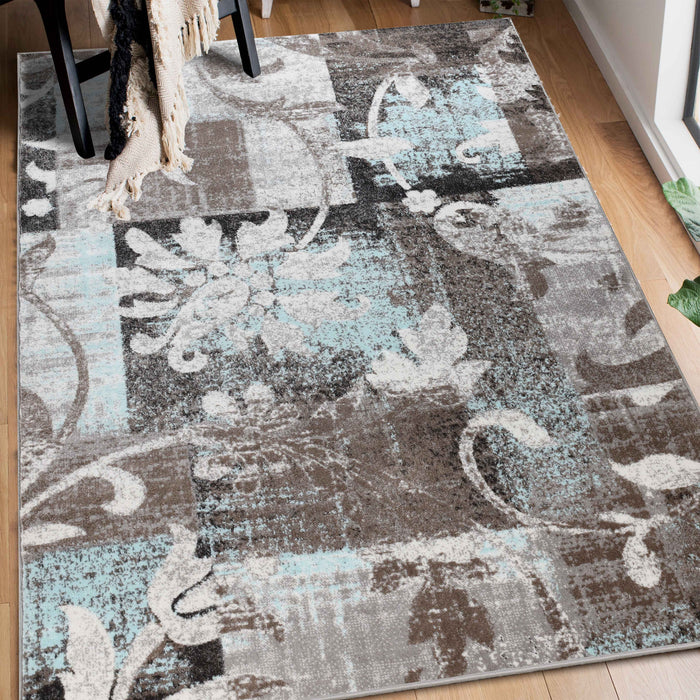 Pastiche Contemporary Floral Patchwork Indoor Area Rug or Runner Rug