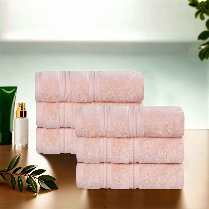 Smart Dry Zero Twist Medum Weight Cotton Solid Hand Towels, Set of 6