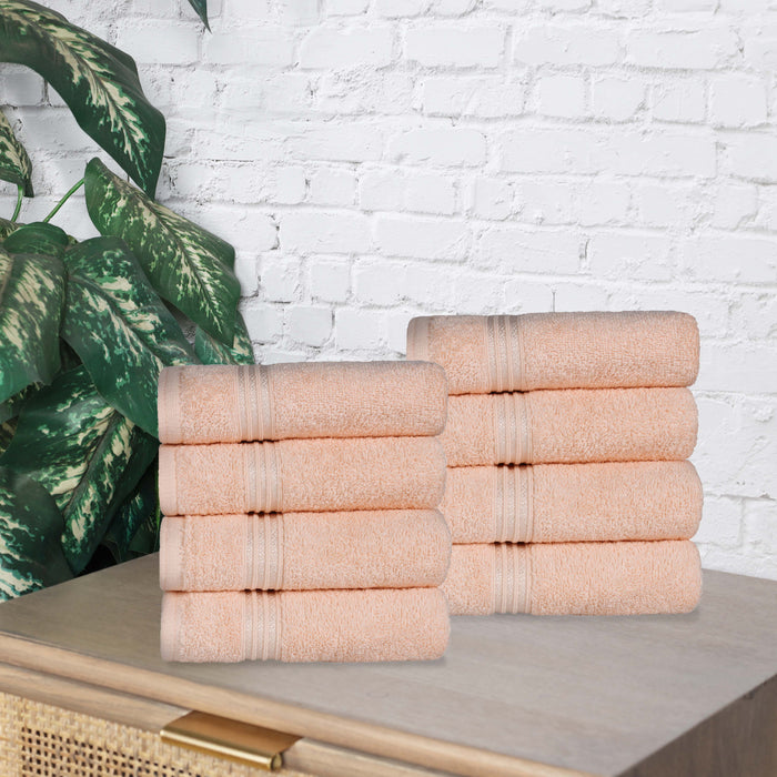 Egyptian Cotton 8 Piece Solid Hand Towel Set - Peach
