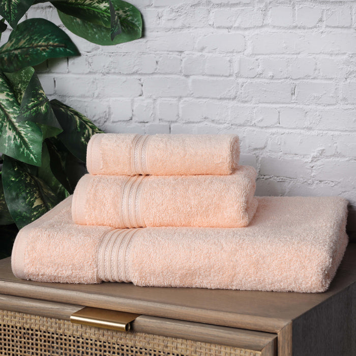 Egyptian Cotton Solid 3 piece Towel Set - Peach
