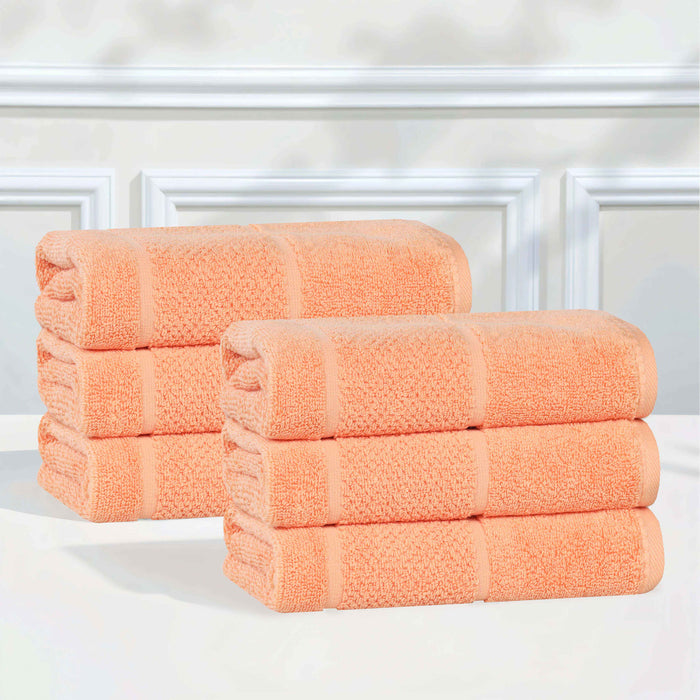 Mile Smart Twist Cotton Solid Hand Towels, Set of 6