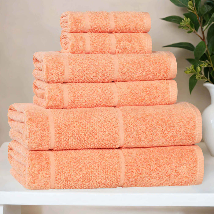 Mile Smart Twist Cotton Solid Broad Border 6 Piece Towel Set