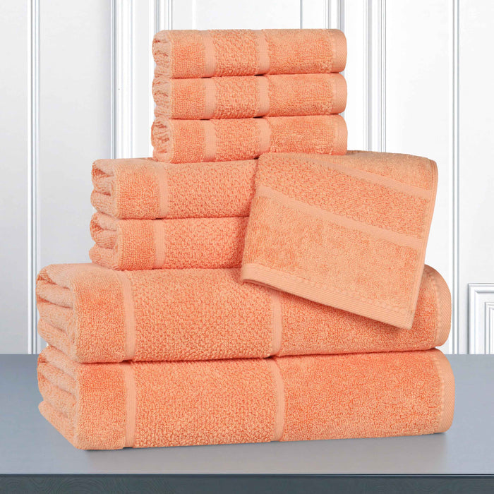 Mile Smart Twist Cotton Solid Broad Border 8 Piece Towel Set