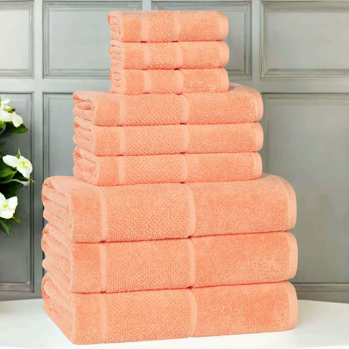 Mile Smart Twist Cotton Solid Broad Border 9 Piece Towel Set