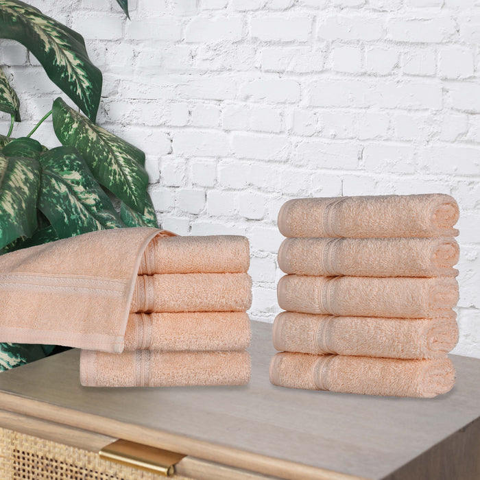 Heritage Egyptian Cotton 10 Piece Face Towel Set - Peach