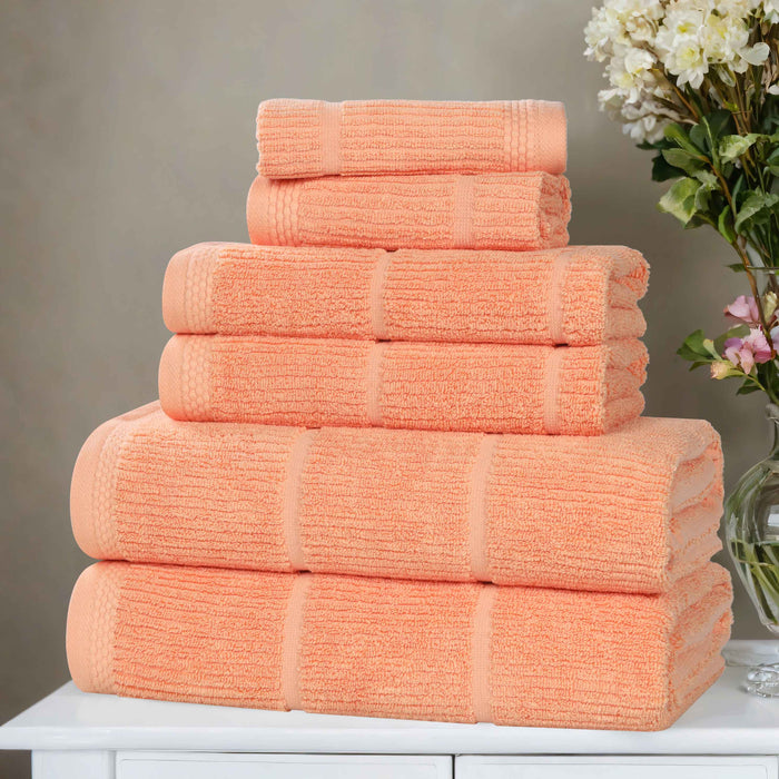 Milo Smart Twist Cotton Solid Ribbed Design 6 Piece Towel Set