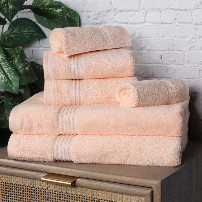 Heritage Egyptian Cotton 6 Piece Solid Towel Set - Peach