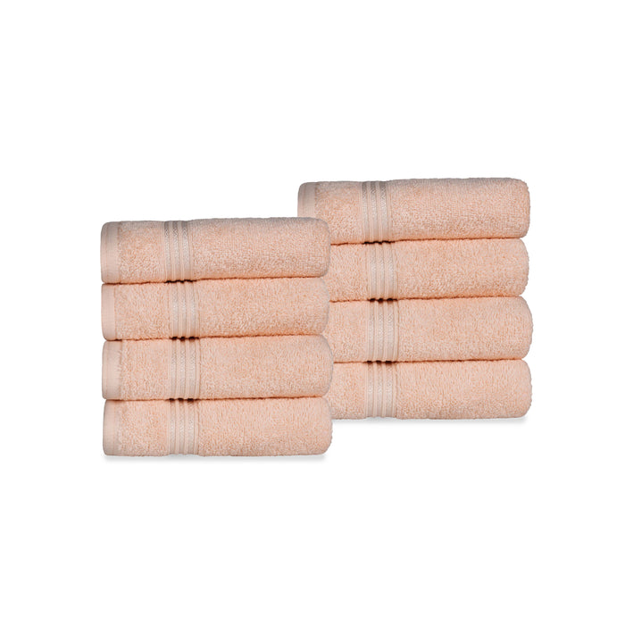 Egyptian Cotton 8 Piece Solid Hand Towel Set - Peach