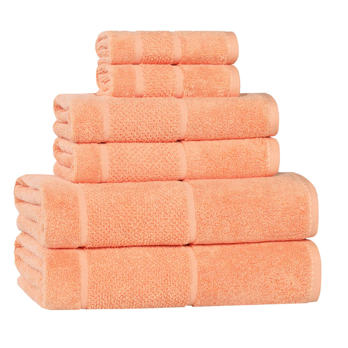 Mile Smart Twist Cotton Solid Broad Border 6 Piece Towel Set