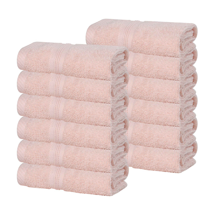 Smart Dry Zero Twist Cotton Solid Washcloth Face Towels, Set of 12