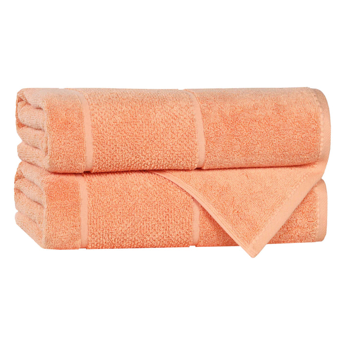 Mile Smart Twist Cotton Solid Broad Border Bath Towels, Set of 2