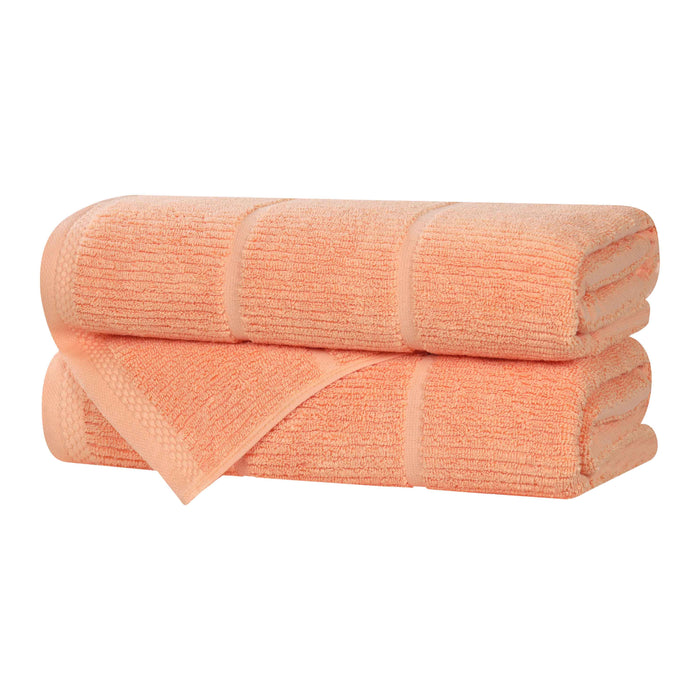 Milo Smart Twist Cotton Solid Ribbed Design Bath Towels, Set of 2