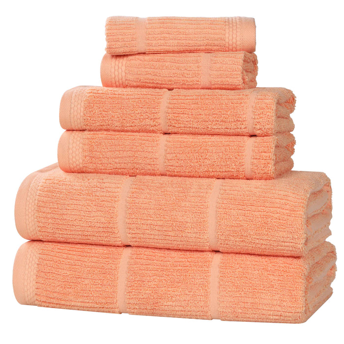 Milo Smart Twist Cotton Solid Ribbed Design 6 Piece Towel Set