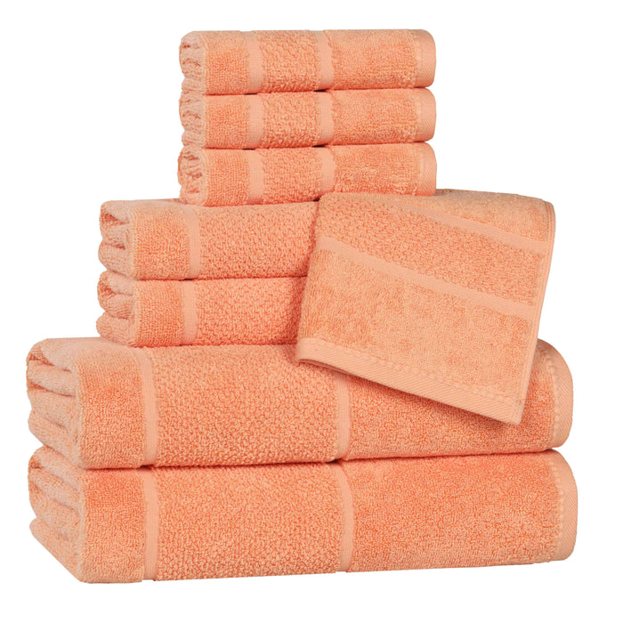 Mile Smart Twist Cotton Solid Broad Border 8 Piece Towel Set