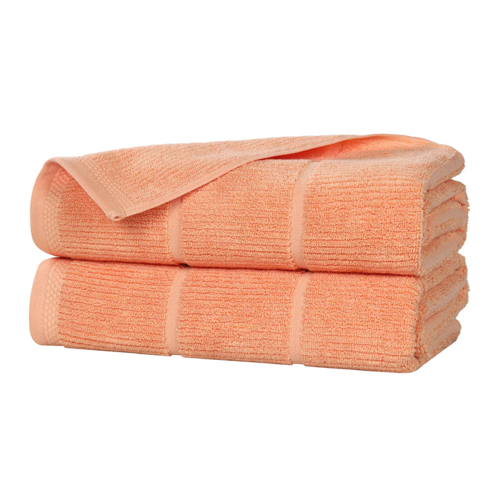 Milo Smart Twist Cotton Solid Ribbed Design Bath Sheets, Set of 2