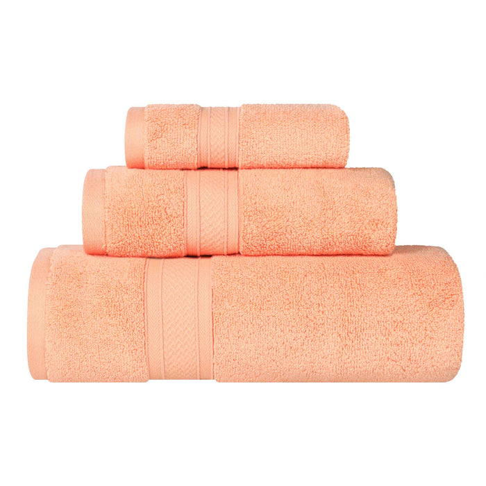 Zero Twist Cotton Elegant Soft Absorbent 3 Piece Solid Towel Set