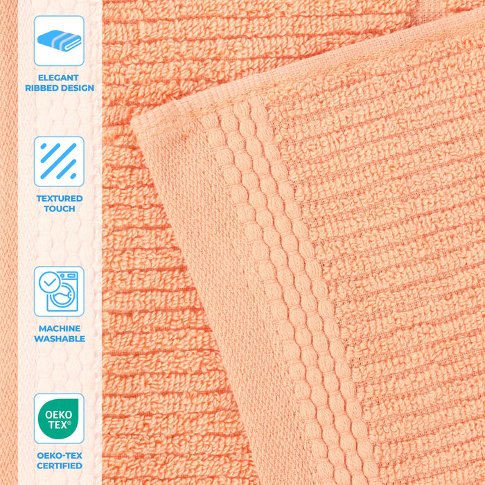 Milo Smart Twist Cotton Solid Ribbed Design Bath Sheets, Set of 2