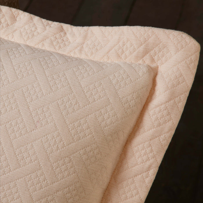 Basket Weave Matelasse Cotton Bedspread Set - Peach