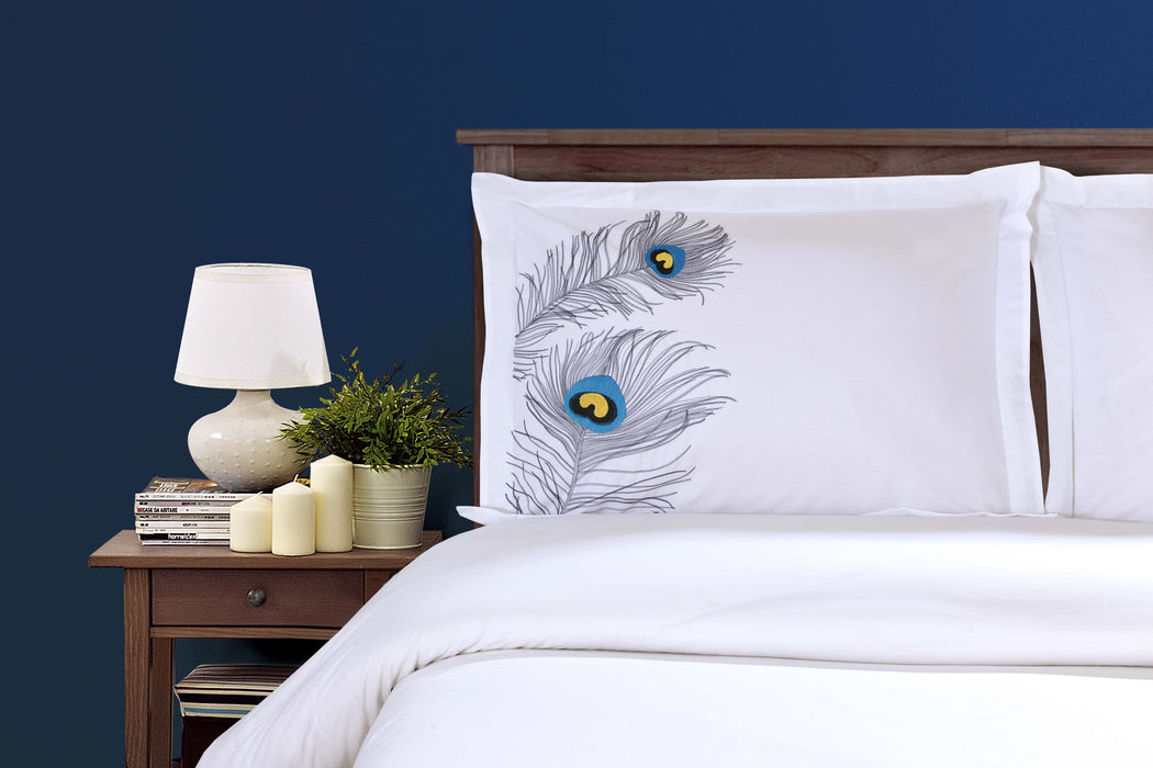 Peacock Cotton Embroidered Duvet Cover Set