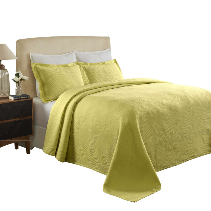 Cascade Cotton Jacquard Matelassé 3-Piece Bedspread Set - Pear