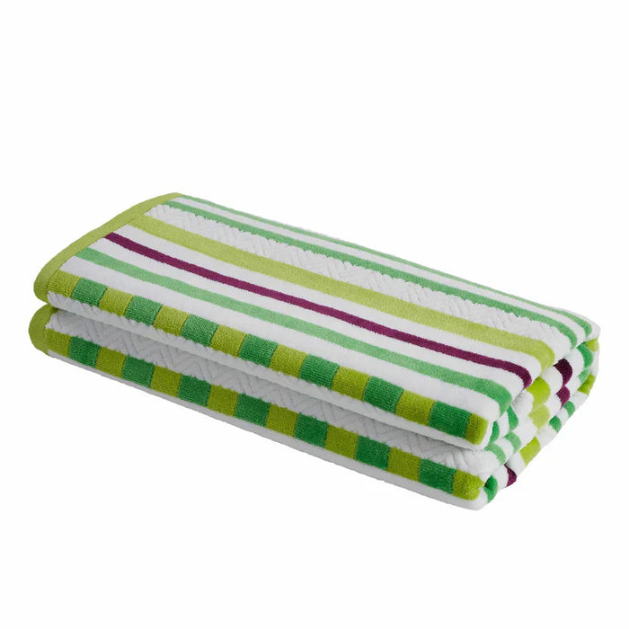 Cotton Oversized Striped 4 Piece Beach Towel Set - Pear