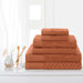 Basketweave Jacquard and Solid 6-Piece Egyptian Cotton Towel Set - Pecan