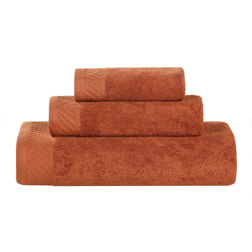 Basketweave Egyptian Cotton Solid 3 Piece Assorted Towel Set - Pecan