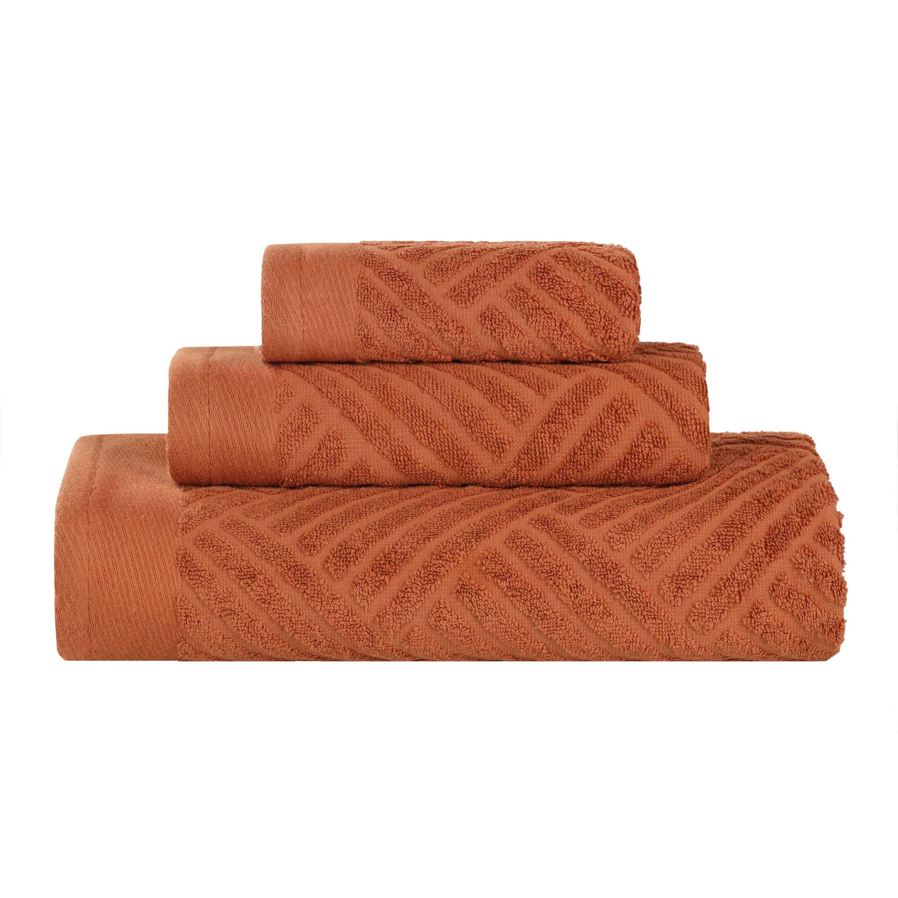 Basketweave Egyptian Cotton Jacquard 3 Piece Assorted Towel Set - Blue Nile Mills