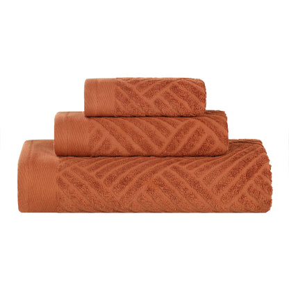 Basketweave Egyptian Cotton Jacquard 3 Piece Assorted Towel Set - Blue Nile Mills