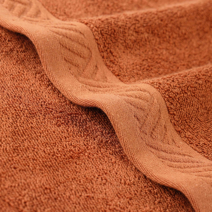 Basketweave Jacquard and Solid 6-Piece Egyptian Cotton Towel Set - Pecan