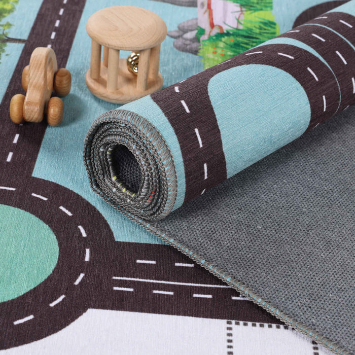 Country Road Non-Slip Kids Playroom Nursery Washable Indoor Area Rug