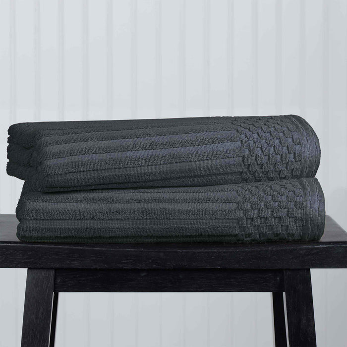 Cotton Ribbed Textured Super Absorbent 2 Piece Bath Towel Set - Pine